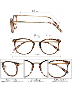 Gafas de Luz Azul GUDVUE Leopardo Ovalado UV400 Anti Reflejo 2