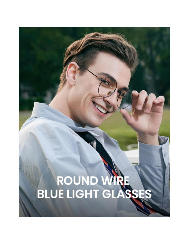 Gafas de luz azul redondas Cyxus con protección UV - Negro
