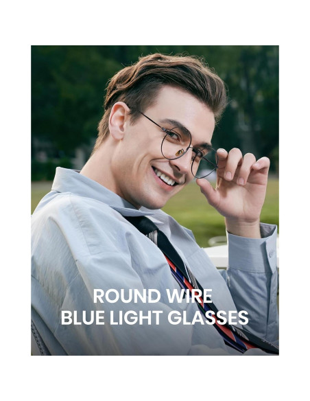 Gafas de luz azul redondas Cyxus con protección UV - Negro