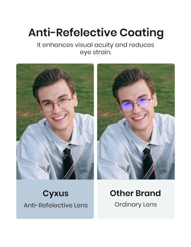 Gafas de luz azul redondas Cyxus con protección UV - Negro