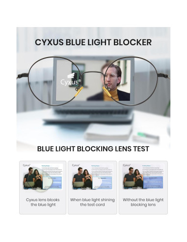 Gafas de luz azul redondas Cyxus con protección UV - Negro