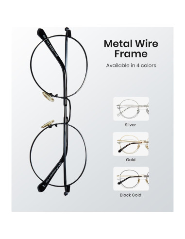 Gafas de luz azul redondas Cyxus con protección UV - Negro