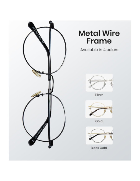 Gafas de luz azul redondas Cyxus con protección UV - Negro