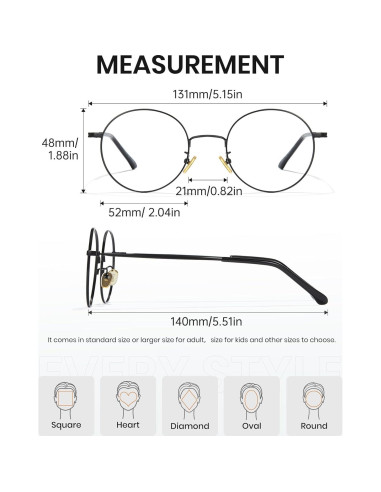 Gafas de luz azul redondas Cyxus con protección UV - Negro