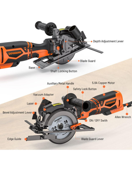 Sierra Circular DOVAMAN MCS01A 710W 6 Cuchillas Laser