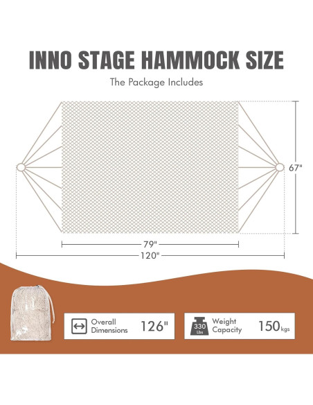 Hamaca Maya Tejida a Mano HappyPicnic Matrimonial 304.8x170.2cm