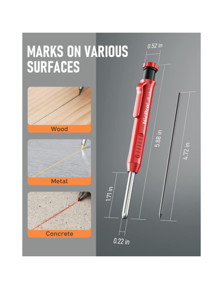 Juego de Lápices de Carpintero Nicpro con Sacapuntas y 26 Recargas