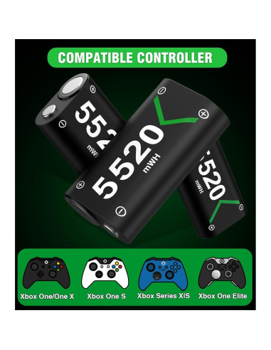 Paquete de Baterías Recargables DXKK 3x5520mAh para Xbox One/S/X