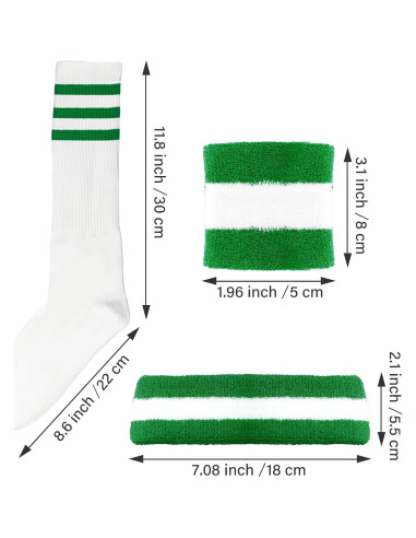 Conjunto de 10 Piezas Muñequera y Calcetines Rayas BHUCUTU