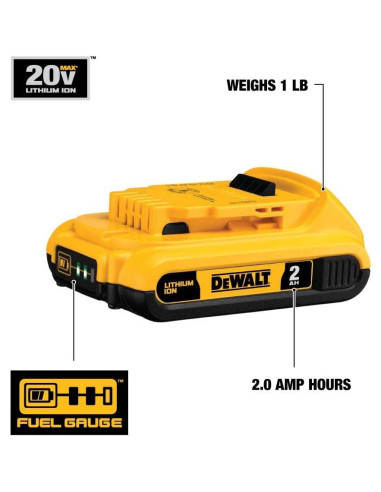 Batería DEWALT 20V MAX Compacta 2.0Ah DCB203 Iones de Litio