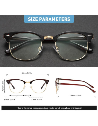 Gafas Anti Luz Azul AOMASTE Media Montura UV Claro