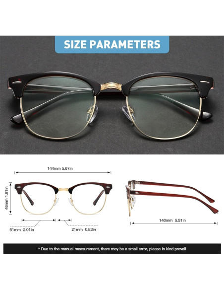 Gafas Anti Luz Azul AOMASTE Media Montura UV Claro