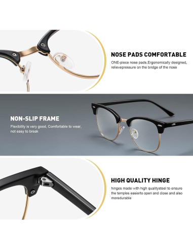 Gafas Anti Luz Azul AOMASTE Media Montura UV Claro