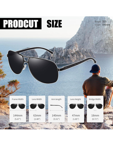 Gafas de sol polarizadas Joopin UV400 para hombres - Metal negro