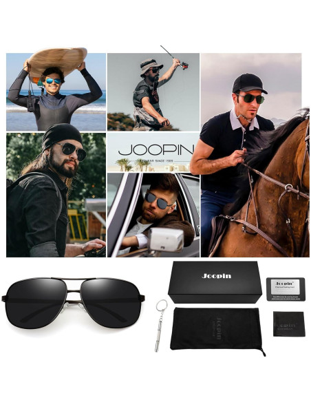 Gafas de sol polarizadas Joopin UV400 para hombres - Metal negro