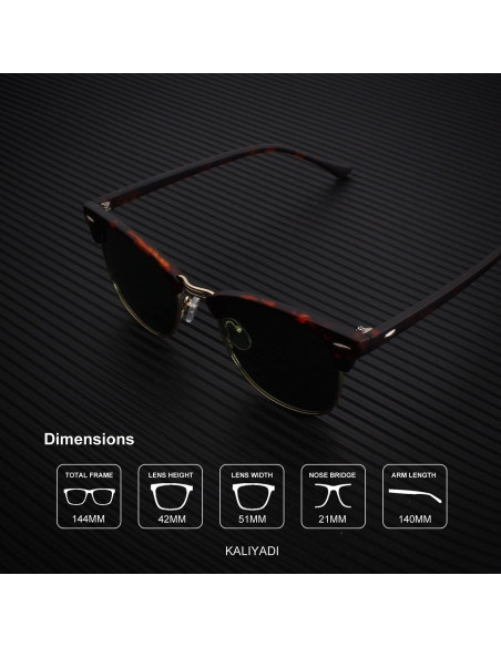 Gafas de Sol Polarizadas KALIYADI Unisex Semi-Aro HD