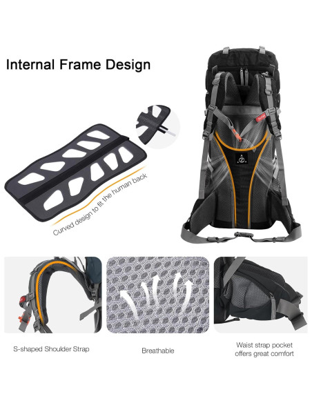 Mochila de Senderismo 60L Outplea Impermeable Unisex