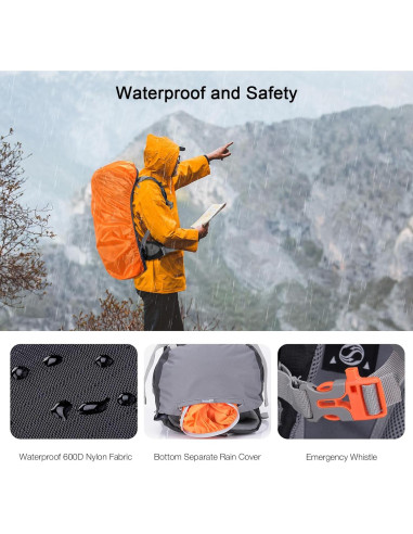 Mochila de Senderismo 60L Outplea Impermeable Unisex