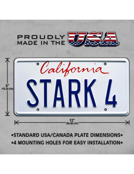Placas de Licencia Metálicas Iron Man Stark 4 + 11 - 30.48x15.24 cm