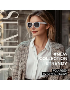 Gafas de sol polarizadas Sunier UV400 retro para hombres y mujeres 2