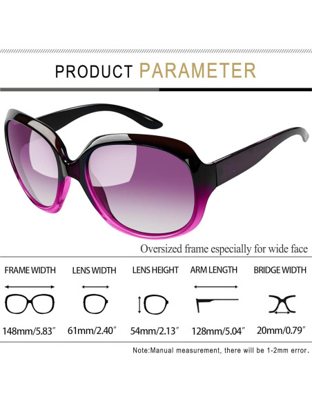 Gafas de sol grandes Joopin UV400 polarizadas moradas