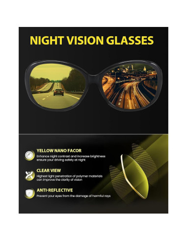 Gafas de Visión Nocturna Polarizadas TJUTR para Mujeres