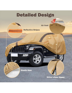 Funda de Coche Impermeable FSGRICH TK002 para Jeep Wrangler 2 Dr 2