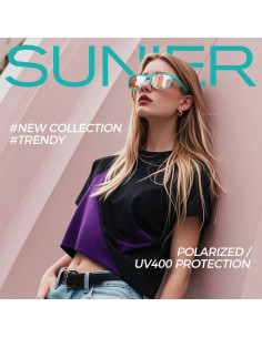 Gafas de sol polarizadas Sunier UV400 retro para hombres y mujeres 2