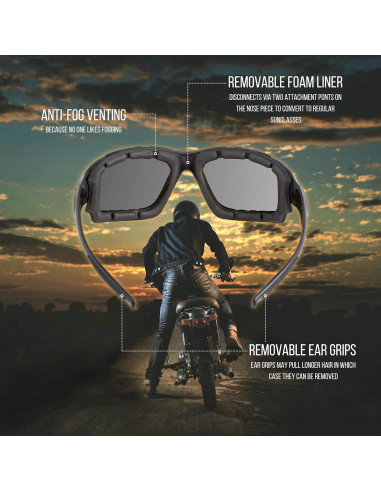 Gafas de Motocicleta WYND Blocker UV400 con Forro Removible