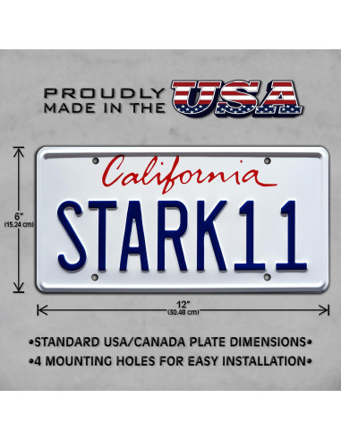 Placas de Licencia Metálicas Iron Man Stark 4 + 11 - 30.48x15.24 cm