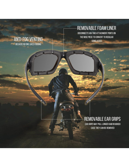 Gafas de Motocicleta WYND Blocker UV400 con Forro Removible