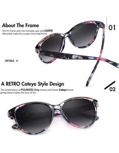 Gafas de sol polarizadas SIPHEW para mujeres, UV400, diseño vintage 2