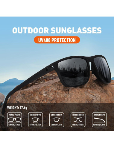 Gafas de Sol RMMEEY UV400 Polarizadas para Hombres Marco Negro