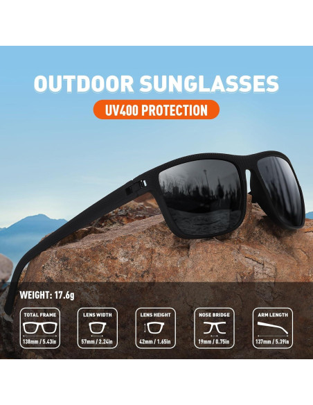 Gafas de Sol RMMEEY UV400 Polarizadas para Hombres Marco Negro