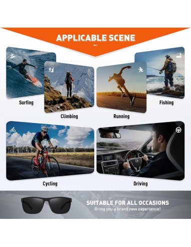 Gafas de Sol RMMEEY UV400 Polarizadas para Hombres Marco Negro