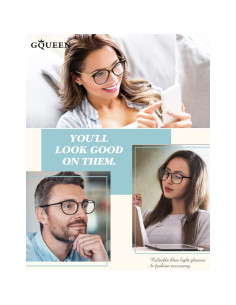 Gafas GQUEEN Anti Luz Azul Rectangulares para Mujeres 2