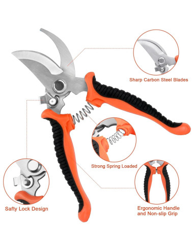 Juego de Herramientas de Jardín MECHEER 8 Piezas con Bolsa Naranja