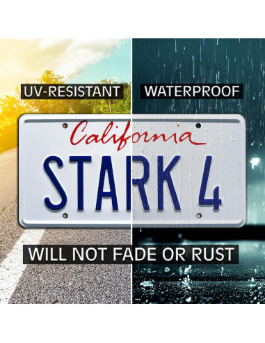 Placas de Licencia Metálicas Iron Man Stark 4 + 11 - 30.48x15.24 cm