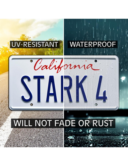 Placas de Licencia Metálicas Iron Man Stark 4 + 11 - 30.48x15.24 cm