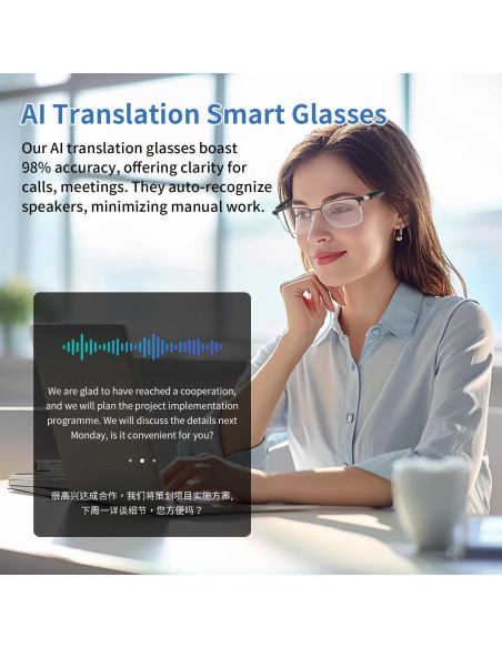 Gafas Traductoras AI GenXenon GS06 Luz Azul 110 Idiomas
