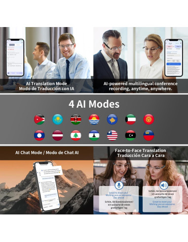 Gafas Traductoras AI GenXenon GS06 Luz Azul 110 Idiomas