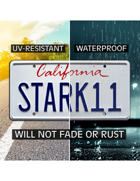 Placas de Licencia Metálicas Iron Man Stark 4 + 11 - 30.48x15.24 cm