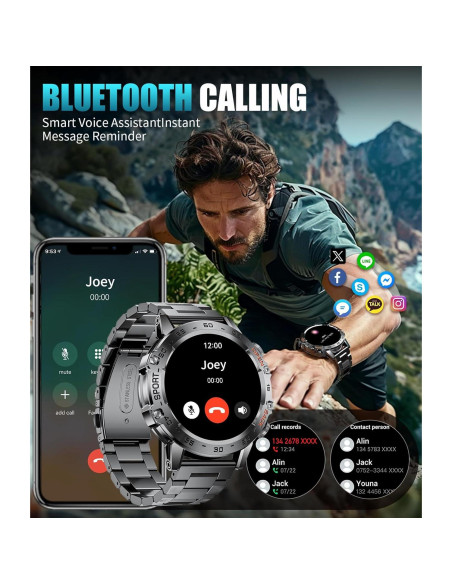 Reloj Inteligente Militar SUNKTA FV10-K 1.45'' AMOLED 100 Modos