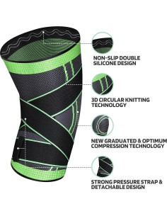 Soporte de Rodilla ZJMQJ Grande - Compresión y Alivio Dolor 2