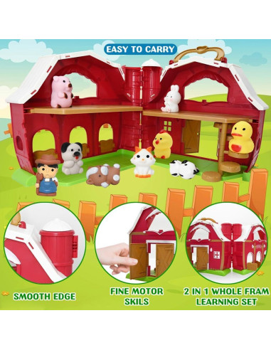 Juguete de Granja BOLZRA Big Red Barn para Niños 1-3 Años
