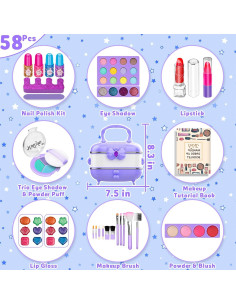 Kit de Maquillaje para Niñas Hollyhi 58 Piezas Morado 2