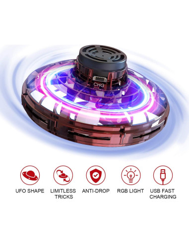 Drone FLYNOVA Mini UFO Spinner con Luces LED 8cm