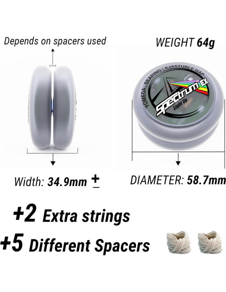 Yomega Spectrum EX Yo-Yo LED Multicolor + 5 Espaciadores