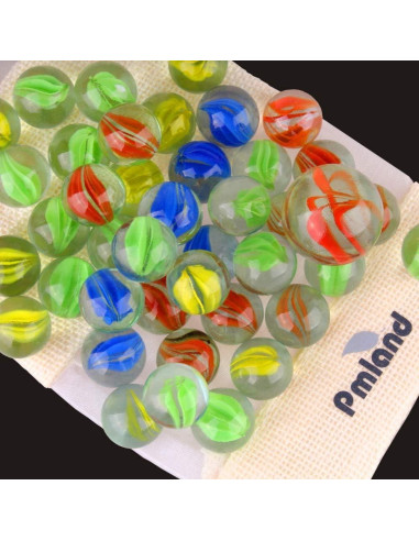 PMLAND 40 Canicas de Vidrio Ojos de Gato con Bolsa