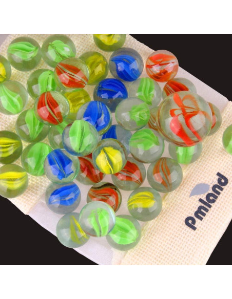 PMLAND 40 Canicas de Vidrio Ojos de Gato con Bolsa